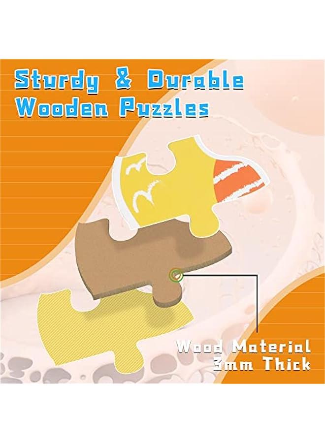 6 Packs Marine Animals Shaped Wooden Jigsaw Puzzles, Beginner Puzzles for Toddlers, Montessori Learning Toys Preschool Educational Activity for Kids Ages 3 4 5 with Pattern Blocks - Image 3